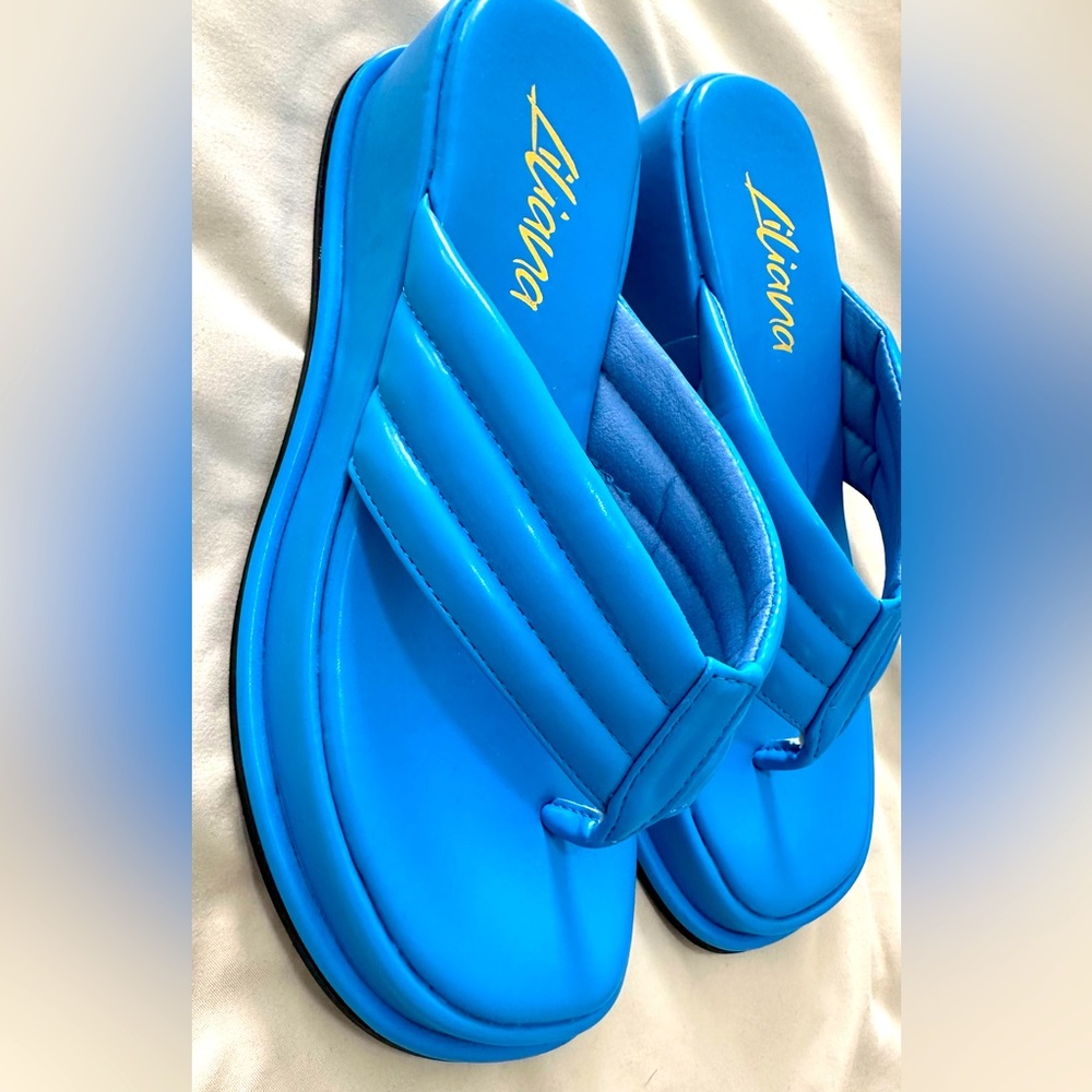 NWOT Blue Platform Sandals Sz 5.5